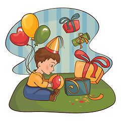 Image showing child with a birthday present