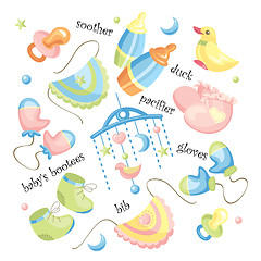 Image showing vector set of baby clothing
