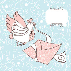 Image showing cute bird with a letter