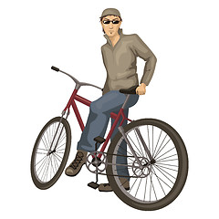 Image showing young man on a bicycle