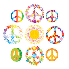 Image showing set of colorful peace symbols