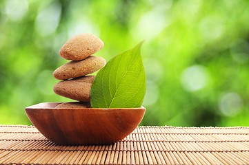 Image showing zen stone with leaf