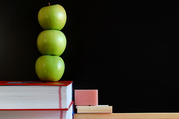 Image showing blank blackboard with apples