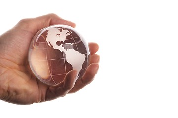 Image showing hand holding globe