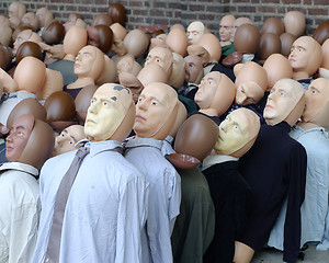 Image showing Individuality. Face in a crowd.