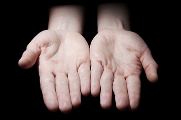 Image showing empty hands on black