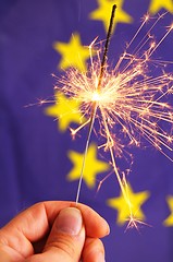 Image showing euro union flag and sparkler