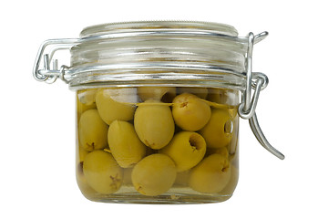 Image showing olives in a glass jar