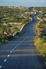 Image showing Asphalt winding road, Island of Pag, Croatia.