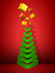 Image showing Christmas Tree Geometric Pyramid with Gifts