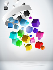 Image showing Colorful Flying Cubes Background