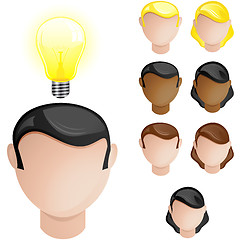 Image showing People Heads with Creativity Light Bulb