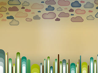 Image showing Retro Landscape with trees and clouds