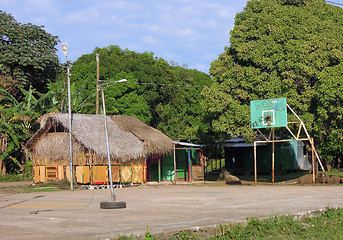 Image showing thatch roof restaurant bar basketball court Corn Island Nicaragu