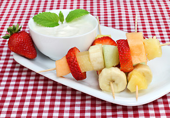 Image showing Fruit Kabobs with Dip