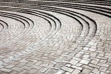 Image showing Stone stairs in front of the amphitheater in El-Jem, Tunisia