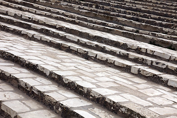 Image showing Stone stairs in front of the amphitheater in El-Jem, Tunisia