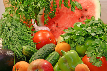 Image showing Colorful fresh group of vegetables and fruits