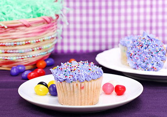 Image showing Easter cupcakes and jelly beans