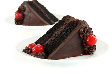 Image showing Chocolate Fudge Cake with Cherries