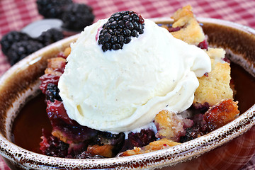 Image showing Berry Cobbler with Ice Cream