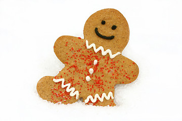 Image showing Gingerbread Cookie in Snow with copy space