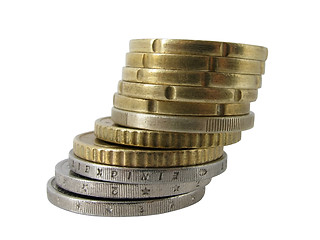 Image showing  inclined pile of coins