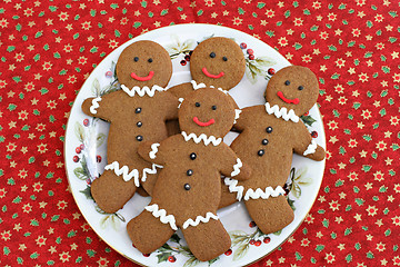 Image showing Gingerbread cookies on a Christmas plate.