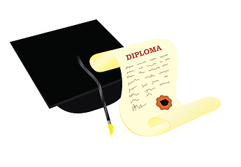 Image showing academic hat with diploma 