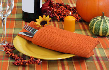 Image showing Festive Evening Table Setting for Autumn