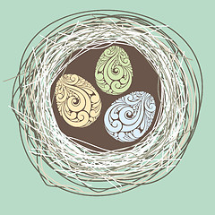 Image showing illustration with nest and eggs