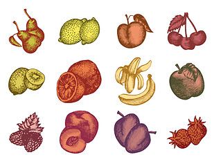 Image showing set of fruits and berries