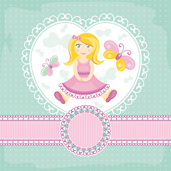 Image showing vector baby card with girl