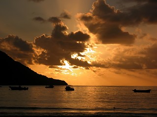 Image showing Sunset at Seychelles