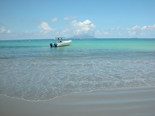 Image showing Boat at paradise beach