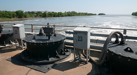 Image showing Pumps at a flood barrier in Thailand