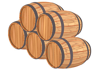 Image showing Wooden barrels.