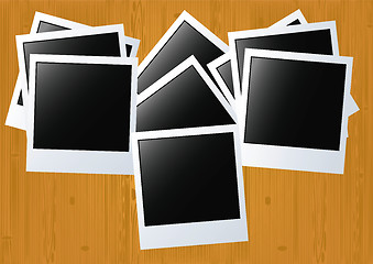 Image showing Photos on a wooden board, file EPS.8 illustration.