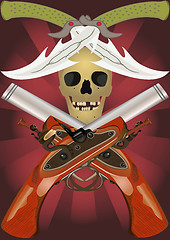 Image showing Skull with the crossed pistols and knifes.