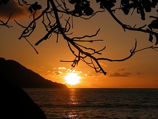 Image showing Sunset at Seychelles