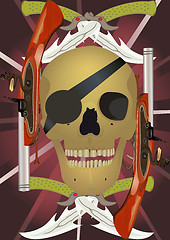 Image showing Skull with the crossed knifes and pistols.