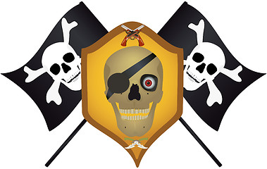 Image showing Skull with the crossed pistols and knifes.