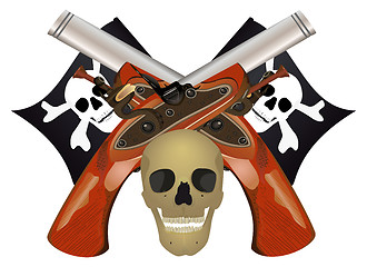 Image showing Skull with the crossed pistols.