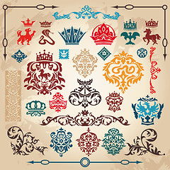 Image showing set of vintage design elements