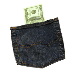 Image showing 100 dollars in a pocket