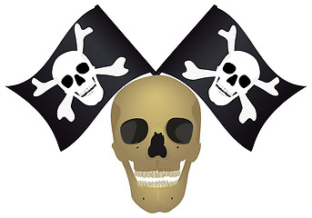 Image showing Skull with the crossed flags.