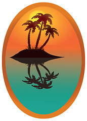 Image showing Tropical island in a wooden frame.