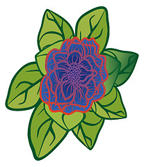 Image showing Abstract flower with leaves.