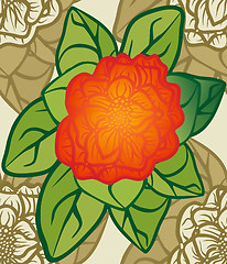 Image showing Seamless pattern abstract flower with leaves.