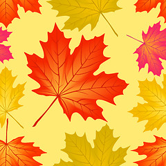 Image showing Seamless pattern autumn maple leaves, raster illustration.